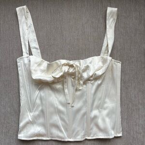 brand new! miaou agnes corset tank top in ivory.🤍